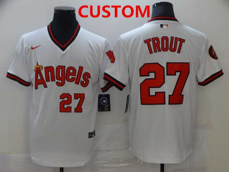 Los Angeles Angels Custom White Throwback Cooperstown Collection Stitched MLB Nike Jersey